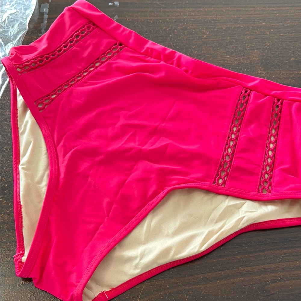 New swimsuits For All Side Cutout Lattice High Waist Swim Brief Bottom Size 18